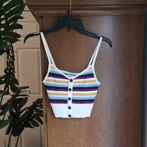 American Eagle Tiny Crop Tank Top Striped Womens Small